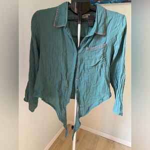 Natural Life cotton Gauze Long Sleeve button up shirt blouse